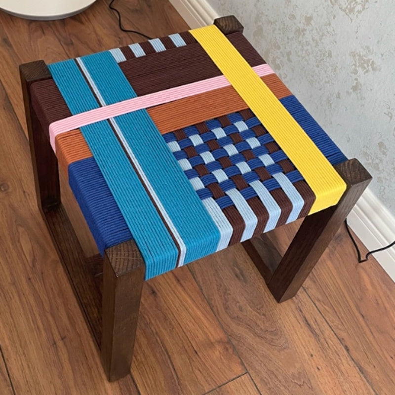 Handcrafted Woven Stool - Bespoke Colorful Textile Accent Chairs #AR1073
